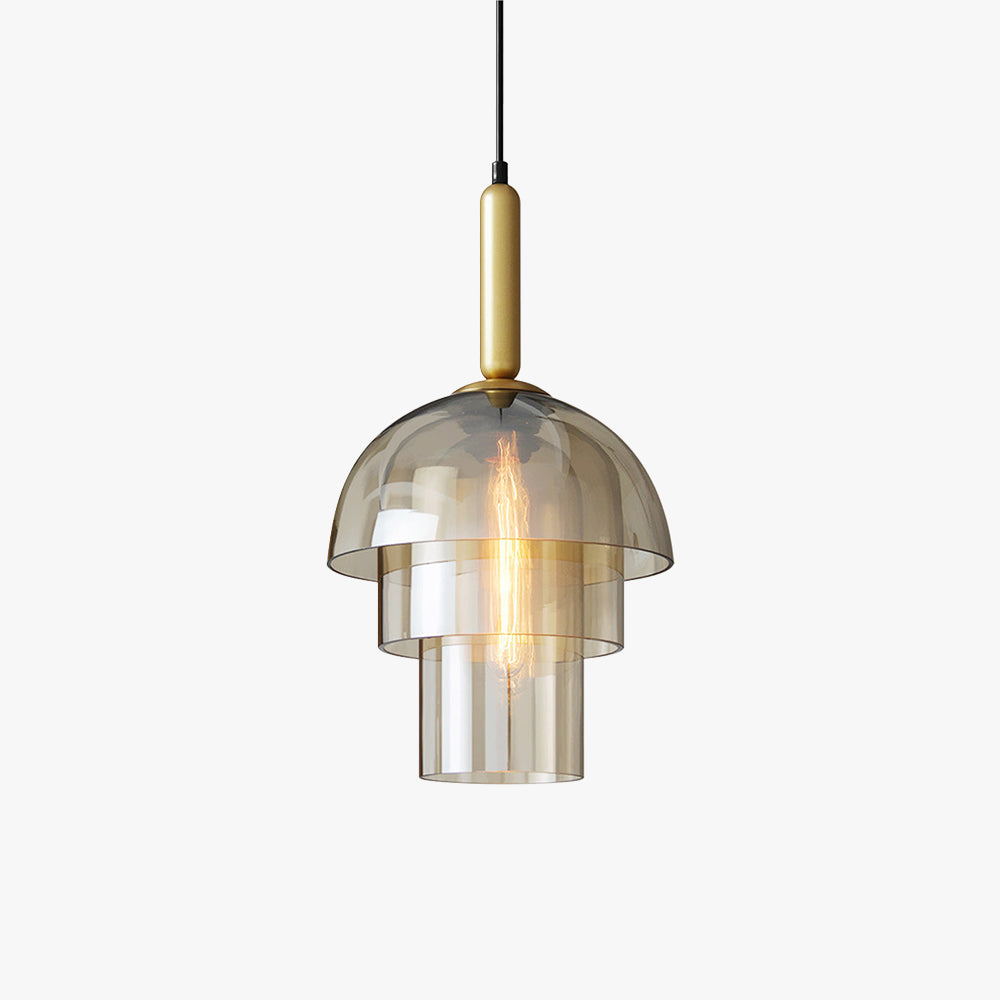 Modern Metal Glass Pendant Light with Cognac Finish | Elegant Hanging Lights for Stylish Illumination 1