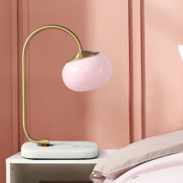 Modern Metal Glass Table Lamp with Soft Diffused Light | Stylish Design for Cozy Bedroom or Living Room Atmosphere 0