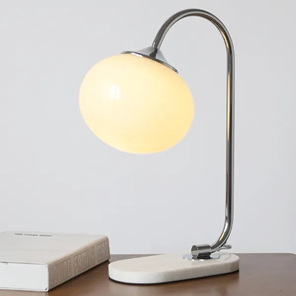 Modern Metal Glass Table Lamp with Soft Diffused Light | Stylish Design for Cozy Bedroom or Living Room Atmosphere 10
