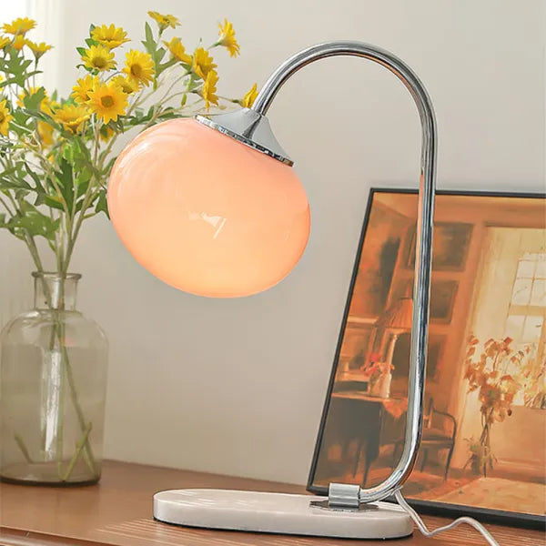 Modern Metal Glass Table Lamp with Soft Diffused Light | Stylish Design for Cozy Bedroom or Living Room Atmosphere 11