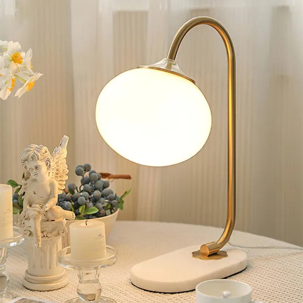 Modern Metal Glass Table Lamp with Soft Diffused Light | Stylish Design for Cozy Bedroom or Living Room Atmosphere 3