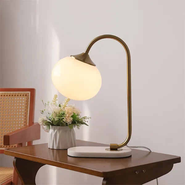 Modern Metal Glass Table Lamp with Soft Diffused Light | Stylish Design for Cozy Bedroom or Living Room Atmosphere 4