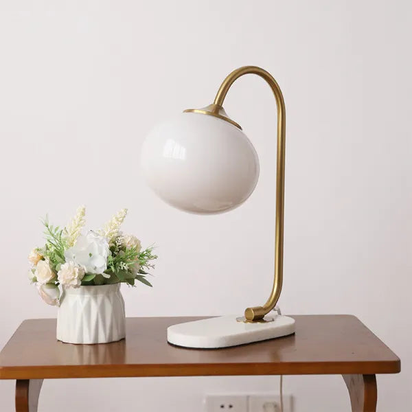 Modern Metal Glass Table Lamp with Soft Diffused Light | Stylish Design for Cozy Bedroom or Living Room Atmosphere 5