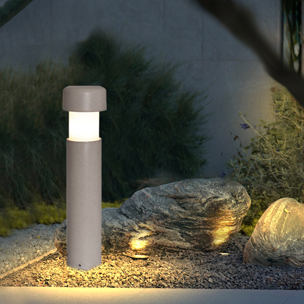 Modern Cylindrical Outdoor Path Light | Grey