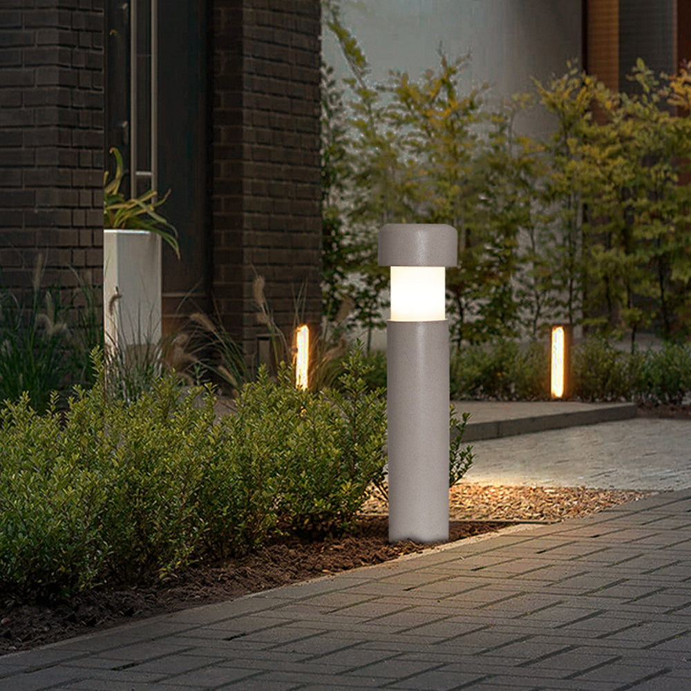 Modern Cylindrical Outdoor Path Light | Grey