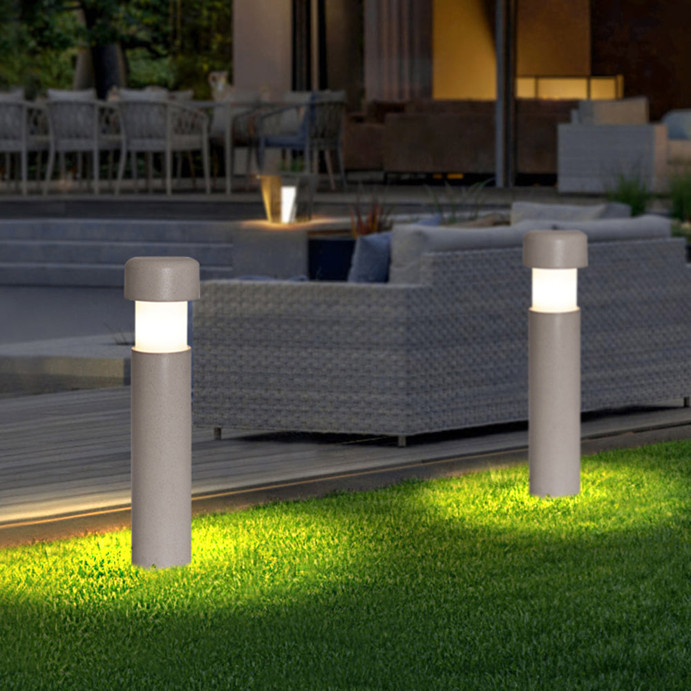 Modern Cylindrical Outdoor Path Light | Grey