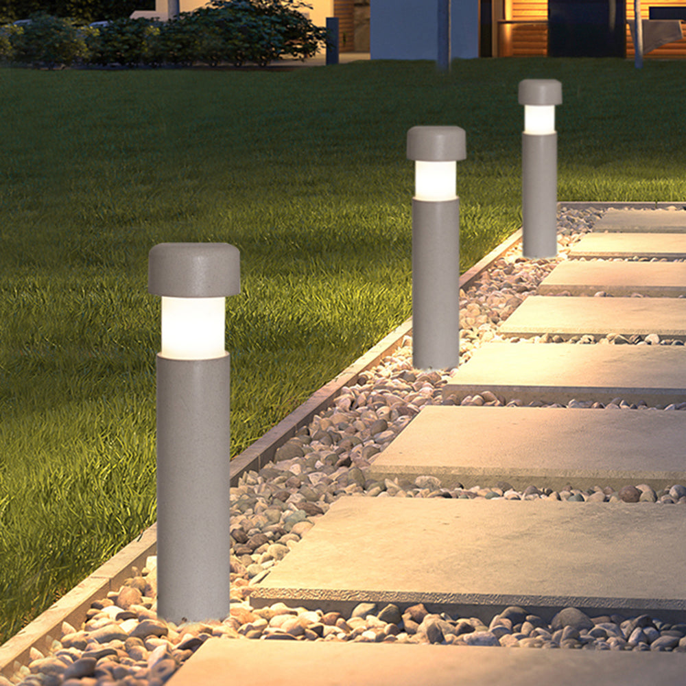 Modern Cylindrical Outdoor Path Light | Grey