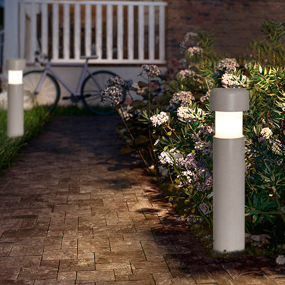 Modern Cylindrical Outdoor Path Light | Grey