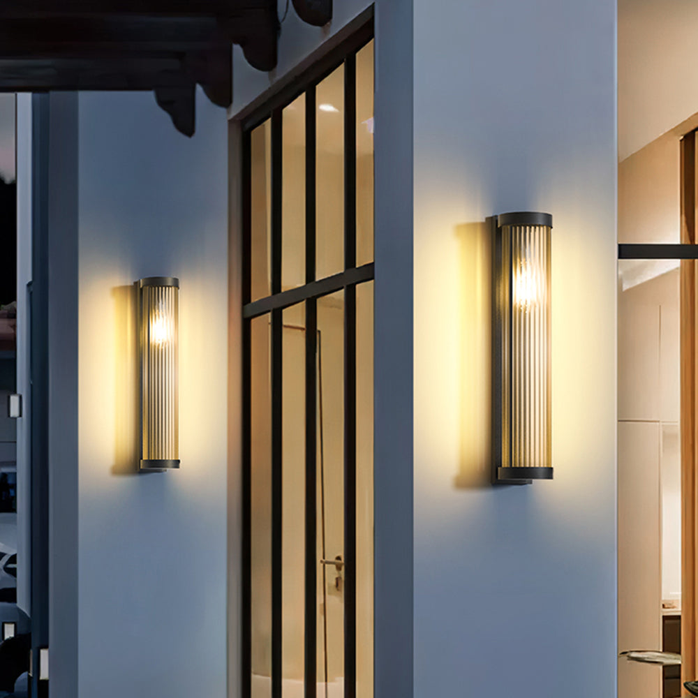Modern Outdoor Solar Lights | Cylindrical Metal & Glass Design with Color Changing Options | Waterproof IP65 for Garden Illumination 3