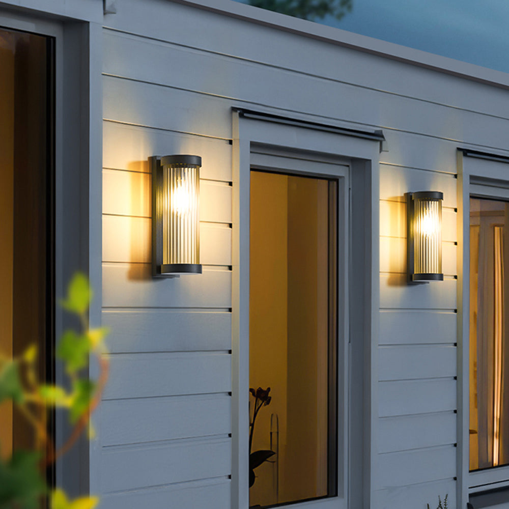 Modern Outdoor Solar Lights | Cylindrical Metal & Glass Design with Color Changing Options | Waterproof IP65 for Garden Illumination 4