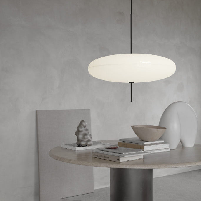 Modern Oval Pendant Light | Elegant Acrylic Shade with Adjustable Height | Perfect for Kitchen Island or Dining Room 0