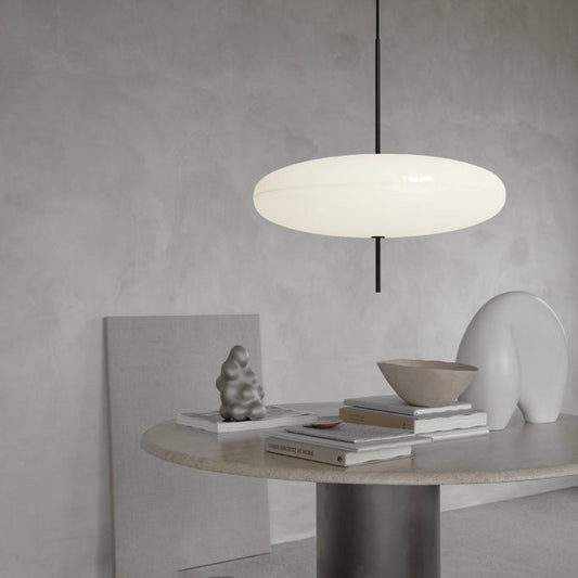 Modern Oval Pendant Light | Elegant Acrylic Shade with Adjustable Height | Perfect for Kitchen Island or Dining Room 0