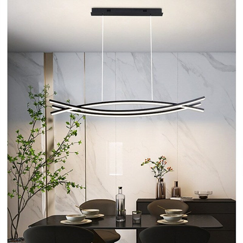 Modern Pendant Light | Adjustable Height Aluminum Hanging Lights | Elegant Design for Cozy Kitchen Ambiance 0