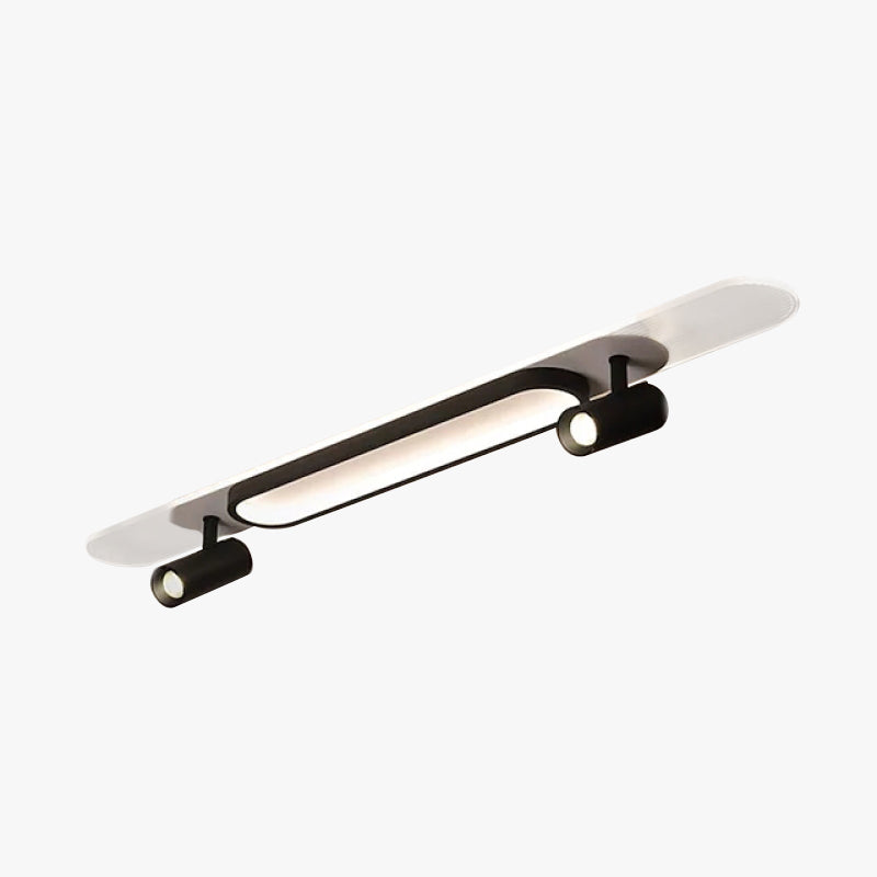 Modern Rectangular Double-Head LED Ceiling Light, Acrylic & Metal, 80/100cm | Black & White | 3 Color Temps