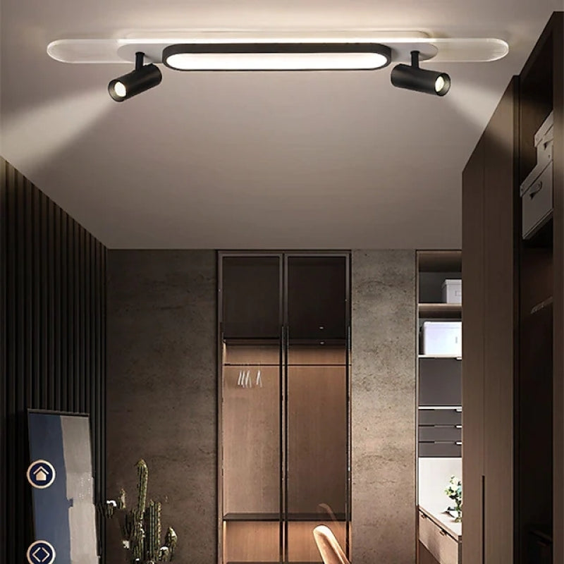 Modern Rectangular Double-Head LED Ceiling Light, Acrylic & Metal, 80/100cm | Black & White | 3 Color Temps