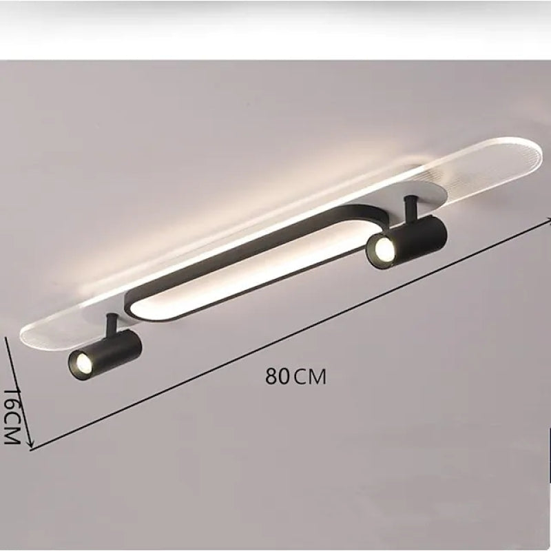 Modern Rectangular Double-Head LED Ceiling Light, Acrylic & Metal, 80/100cm | Black & White | 3 Color Temps