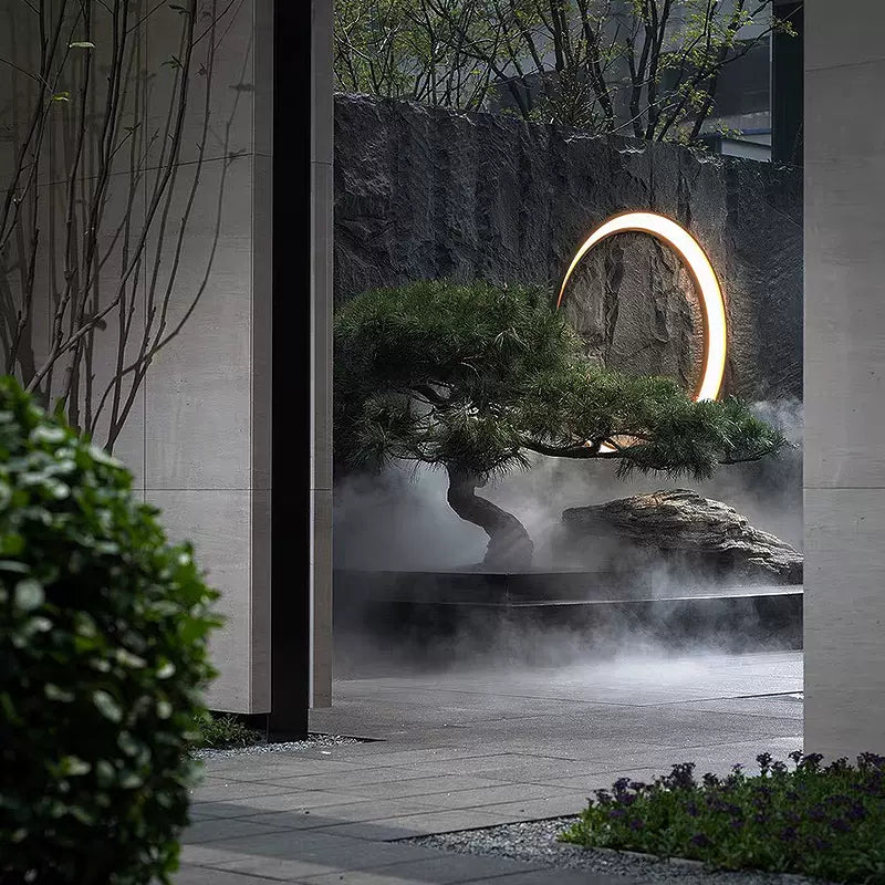 Modern Ring Metal Wall Light | Elegant Outdoor Wall Lamp with Weather Resistance & Sophisticated Design for Garden Illumination 4