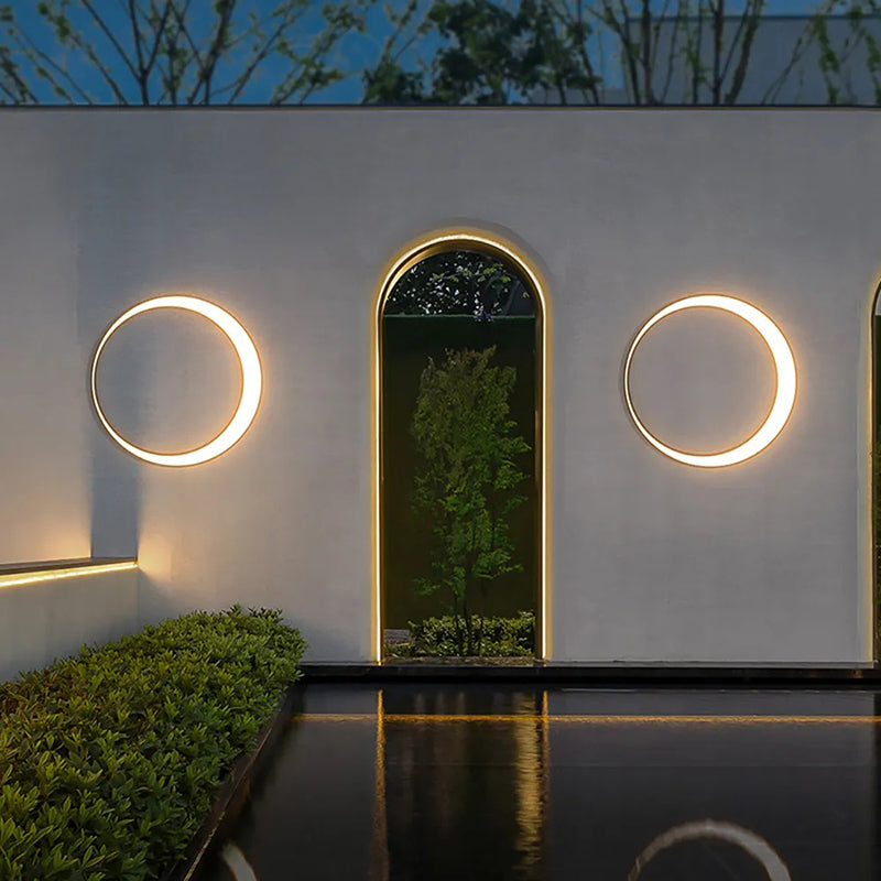 Modern Ring Metal Wall Light | Elegant Outdoor Wall Lamp with Weather Resistance & Sophisticated Design for Garden Illumination 5