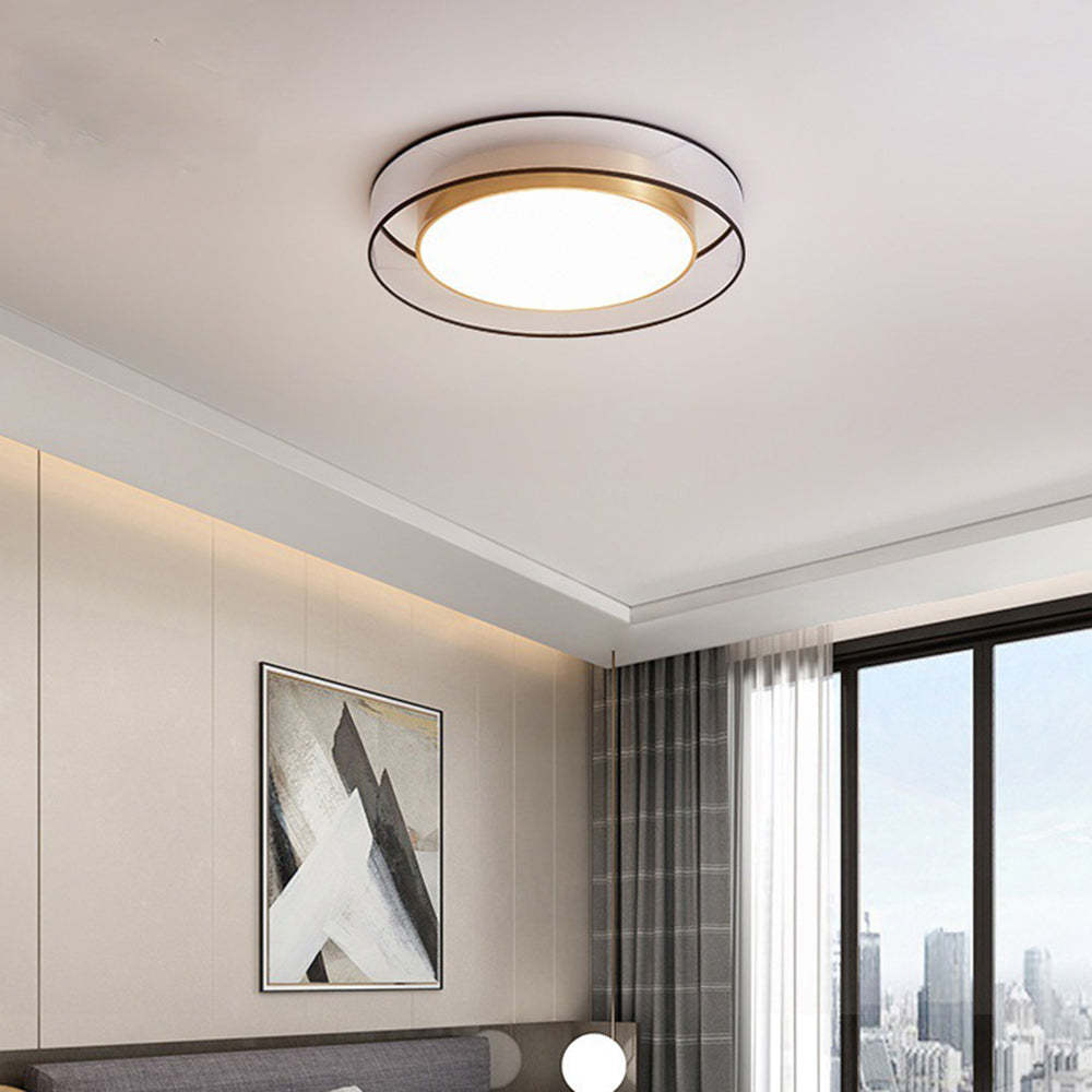 Modern Round Flush Mount Ceiling Light with Elegant Gold Finish | LED Fixture for Stylish Illumination 0