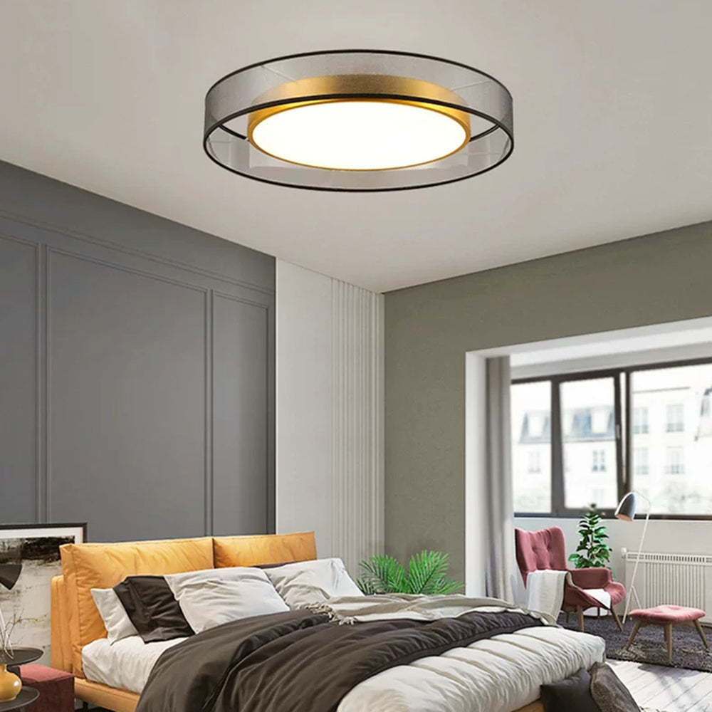 Modern Round Flush Mount Ceiling Light with Elegant Gold Finish | LED Fixture for Stylish Illumination 2