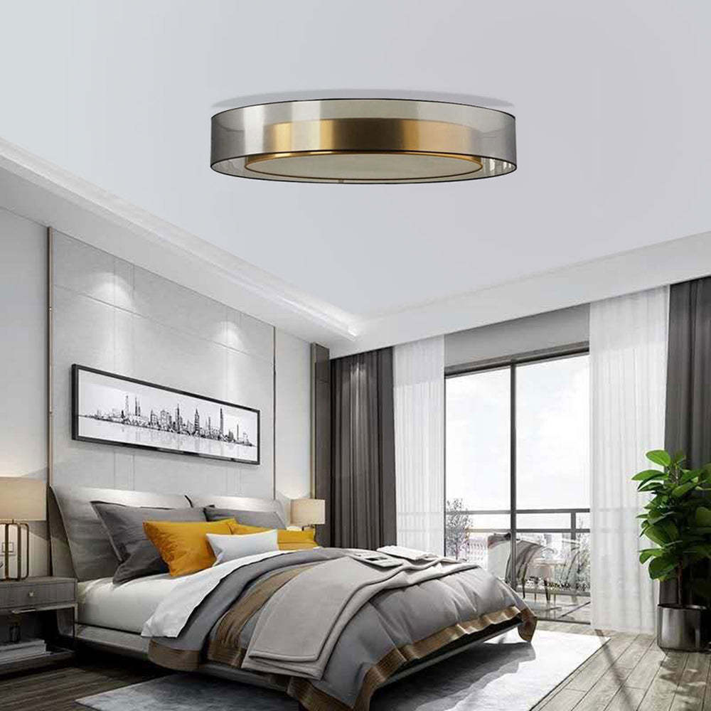 Modern Round Flush Mount Ceiling Light with Elegant Gold Finish | LED Fixture for Stylish Illumination 3