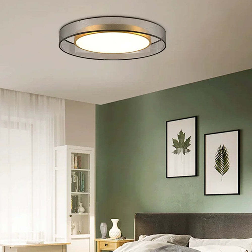 Modern Round Flush Mount Ceiling Light with Elegant Gold Finish | LED Fixture for Stylish Illumination 8
