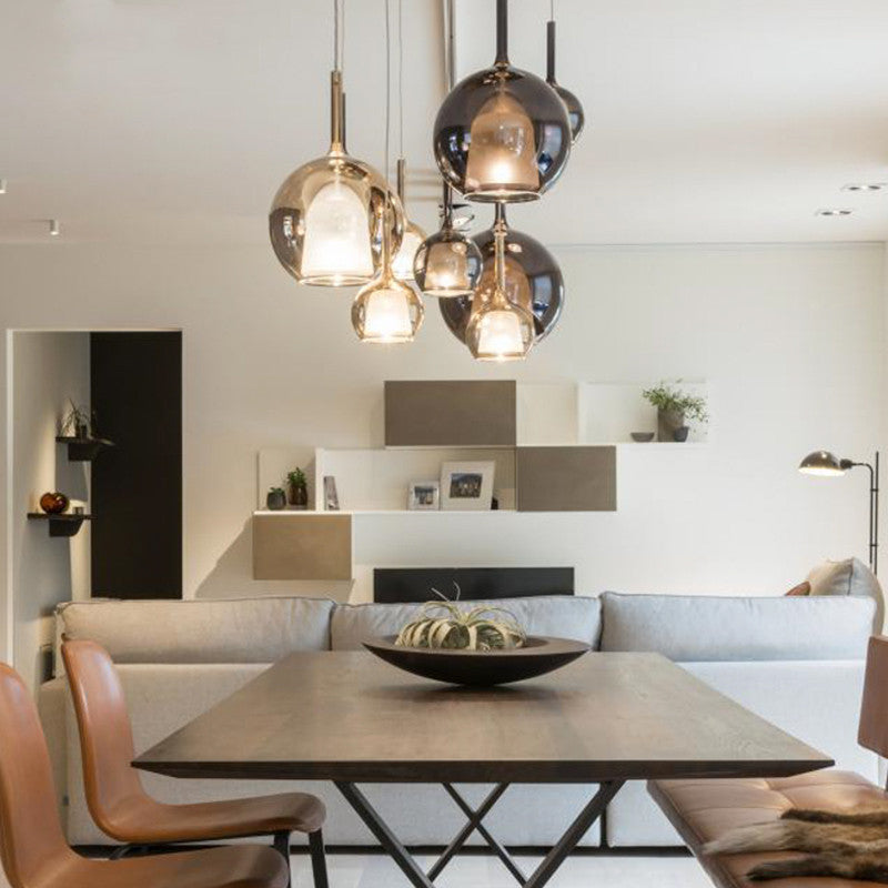 Valentina Sphere Glass Pendant Light | D 15-25cm | Amber, Smoke Grey or Clear