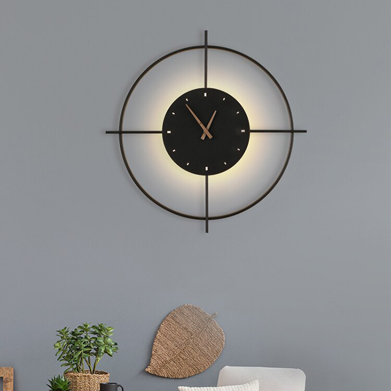 Modern Wall Lamp | Round Wall Sconce Lighting with Clock Function | Elegant Gold and Black Design for Stylish Indoor Spaces 3