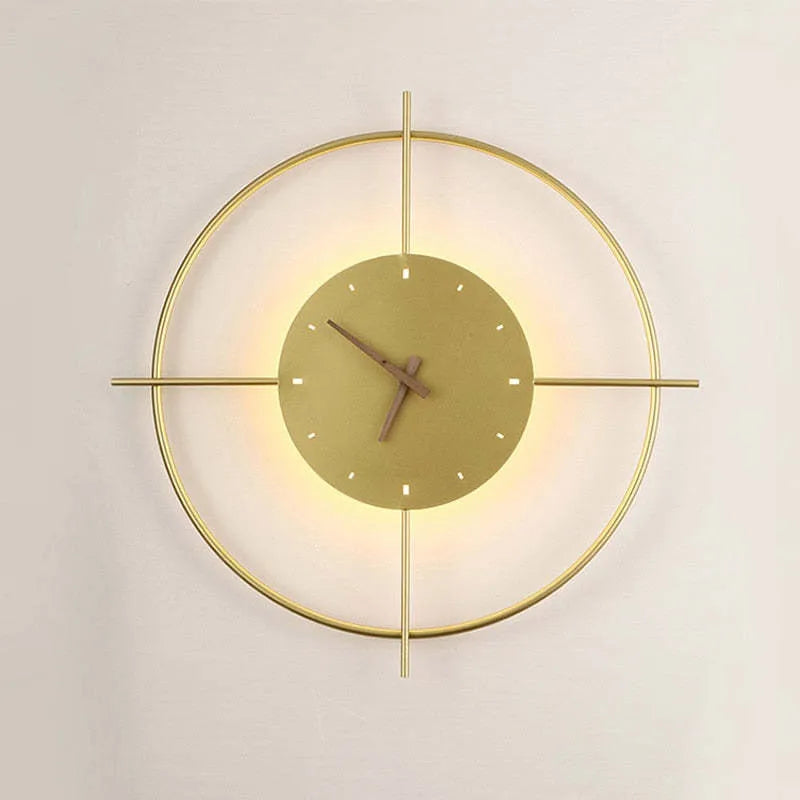 Modern Wall Lamp | Round Wall Sconce Lighting with Clock Function | Elegant Gold and Black Design for Stylish Indoor Spaces 6