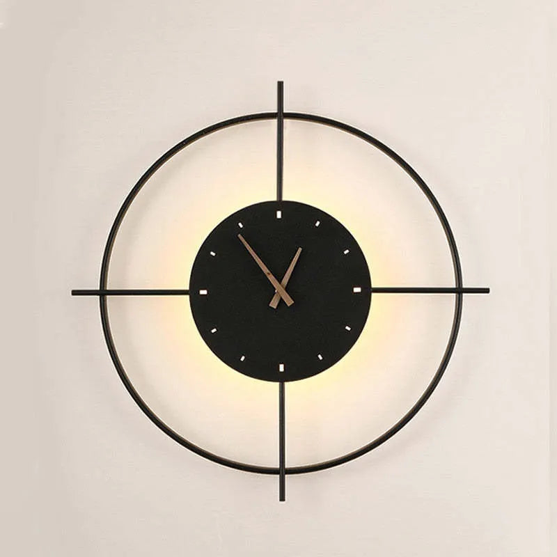 Modern Wall Lamp | Round Wall Sconce Lighting with Clock Function | Elegant Gold and Black Design for Stylish Indoor Spaces 7