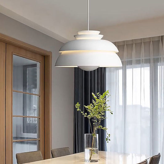 Modern White Pendant Light with Adjustable Height & Durable Metal Design | Stylish Kitchen Island Lighting for Elegant Spaces 0