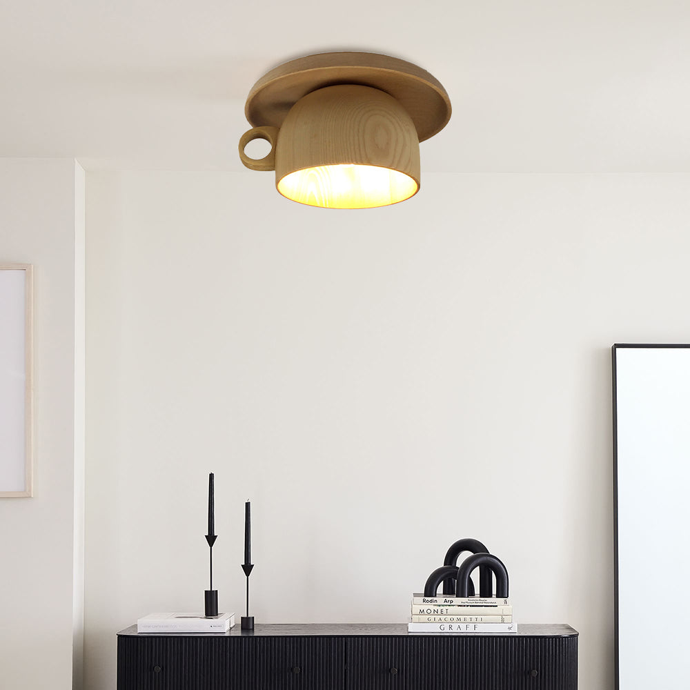 Modern Wood Flush Mount Ceiling Light Fixture with Elegant Design | Stylish LED Illumination for Bedroom and Living Room 0