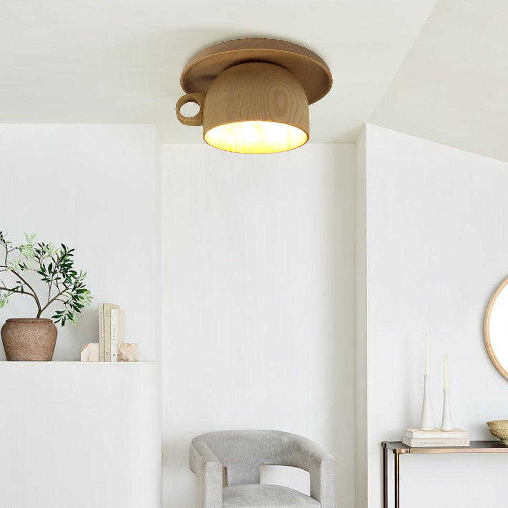 Modern Wood Flush Mount Ceiling Light Fixture with Elegant Design | Stylish LED Illumination for Bedroom and Living Room 2