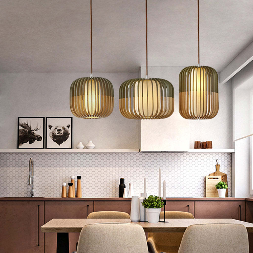 Modern Wood Pendant Light with Adjustable 3-Color Lighting | Elegant Design for Cozy Kitchen Ambiance 9