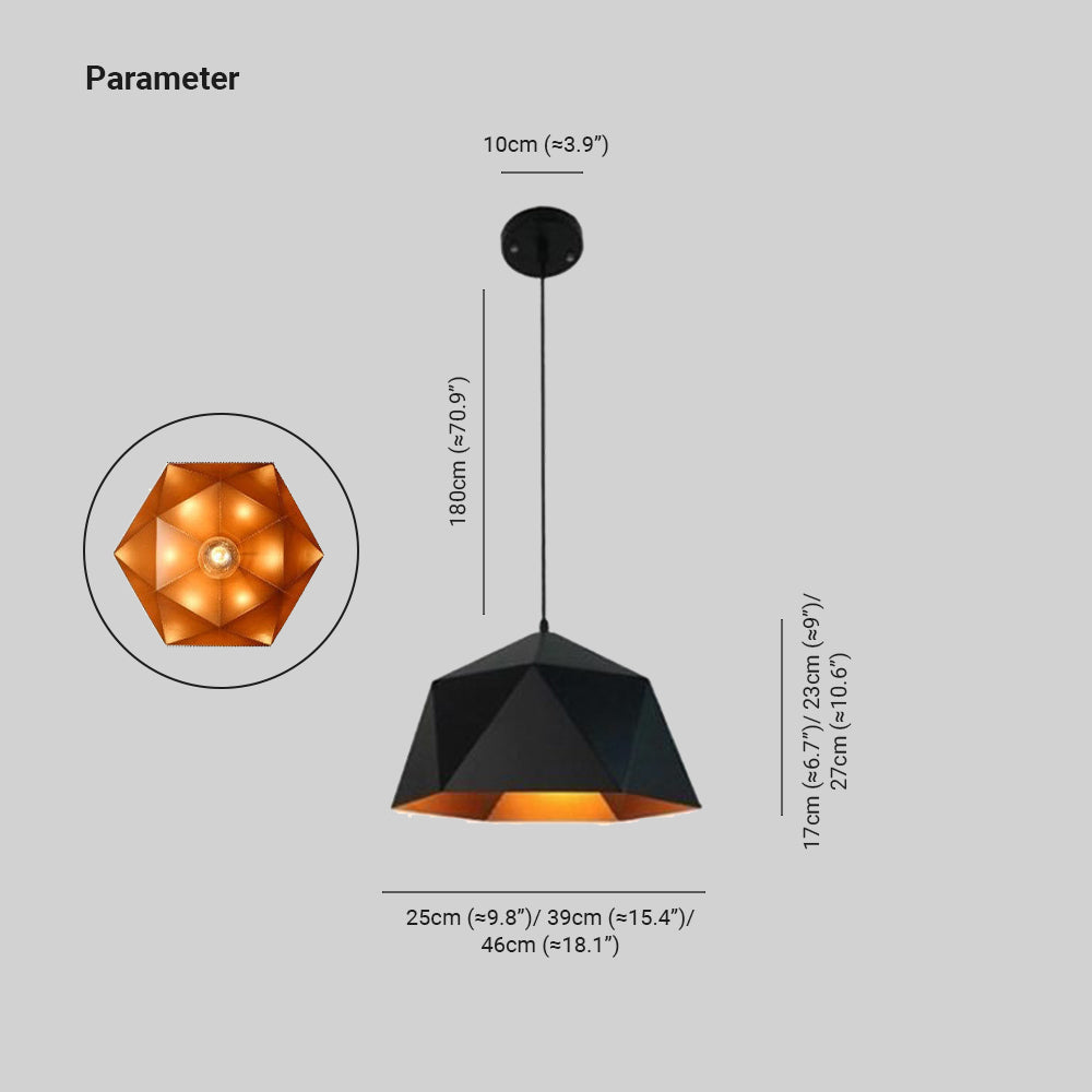Morandi Collection | Black Pendant Light with Unique Triangular Pattern | Elegant Design for Kitchen Island Illumination 4