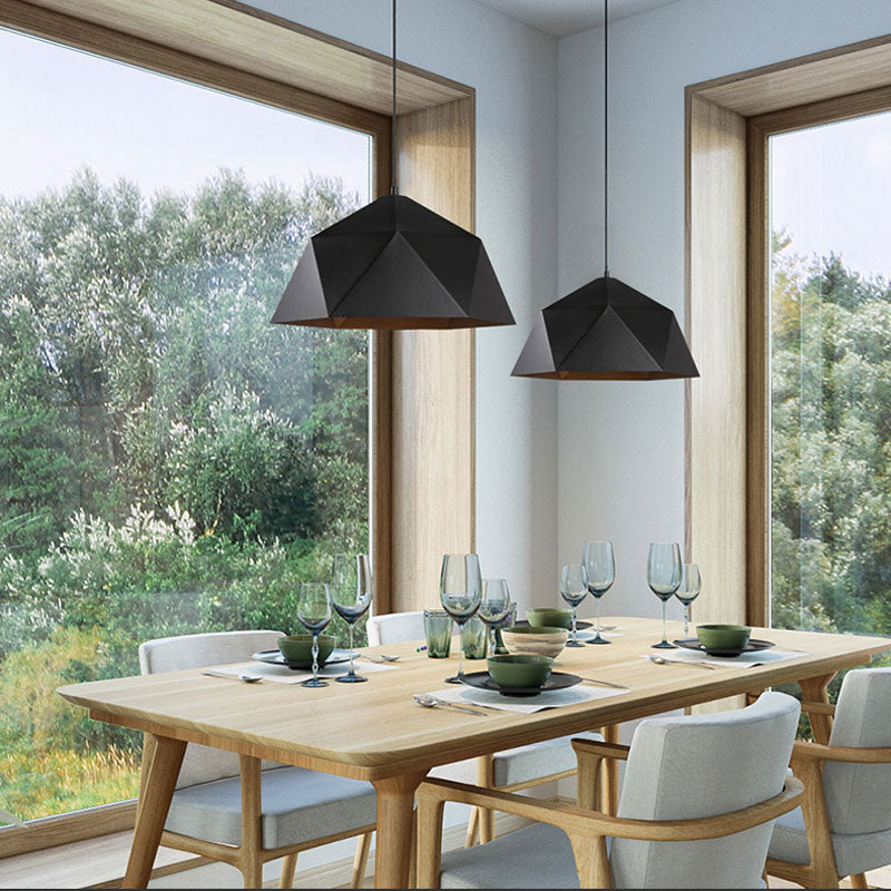Morandi Collection | Black Pendant Light with Unique Triangular Pattern | Elegant Design for Kitchen Island Illumination 5