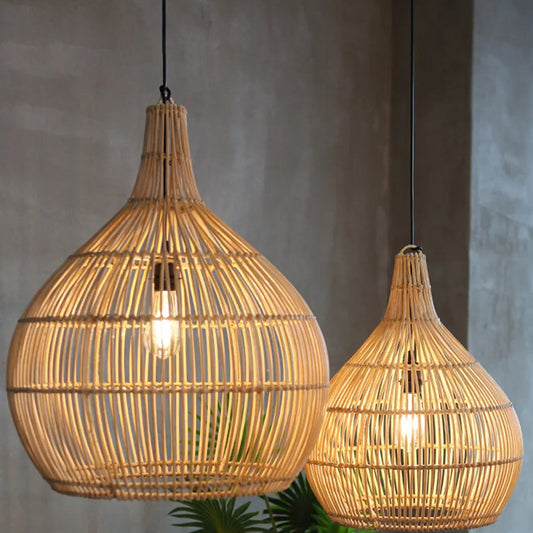Muto Collection | Rattan Pendant Light with Unique Weaving Design | Elegant Kitchen Lighting for Cozy Spaces 0