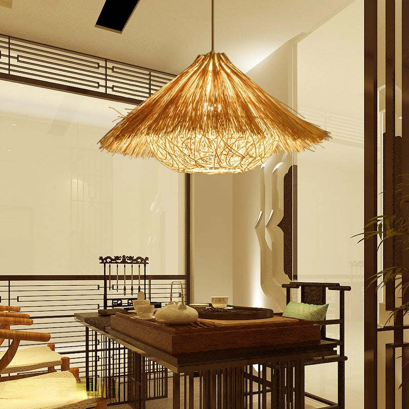 Muto Hand-Woven Rattan Pendant Light | Yellow/Brown | 40/50cm