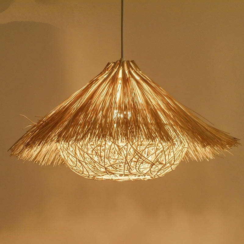 Muto Hand-Woven Rattan Pendant Light | Yellow/Brown | 40/50cm