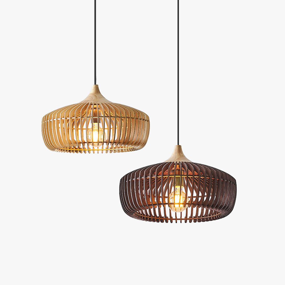 Muto Nordic Dome Pendant Light | Wood/Walnut