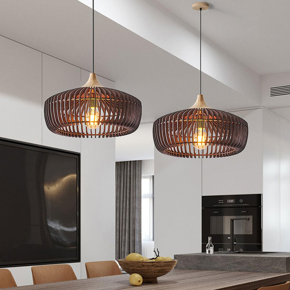 Muto Nordic Dome Pendant Light | Wood/Walnut