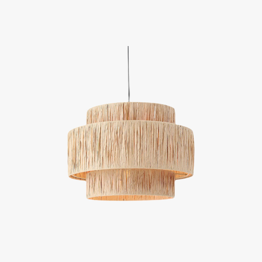 Muto Rattan Pendant Light, Metal & Rattan Double Drum, Dia16-60cm | Adjustable Cord | E27 Warm White Bulb Included