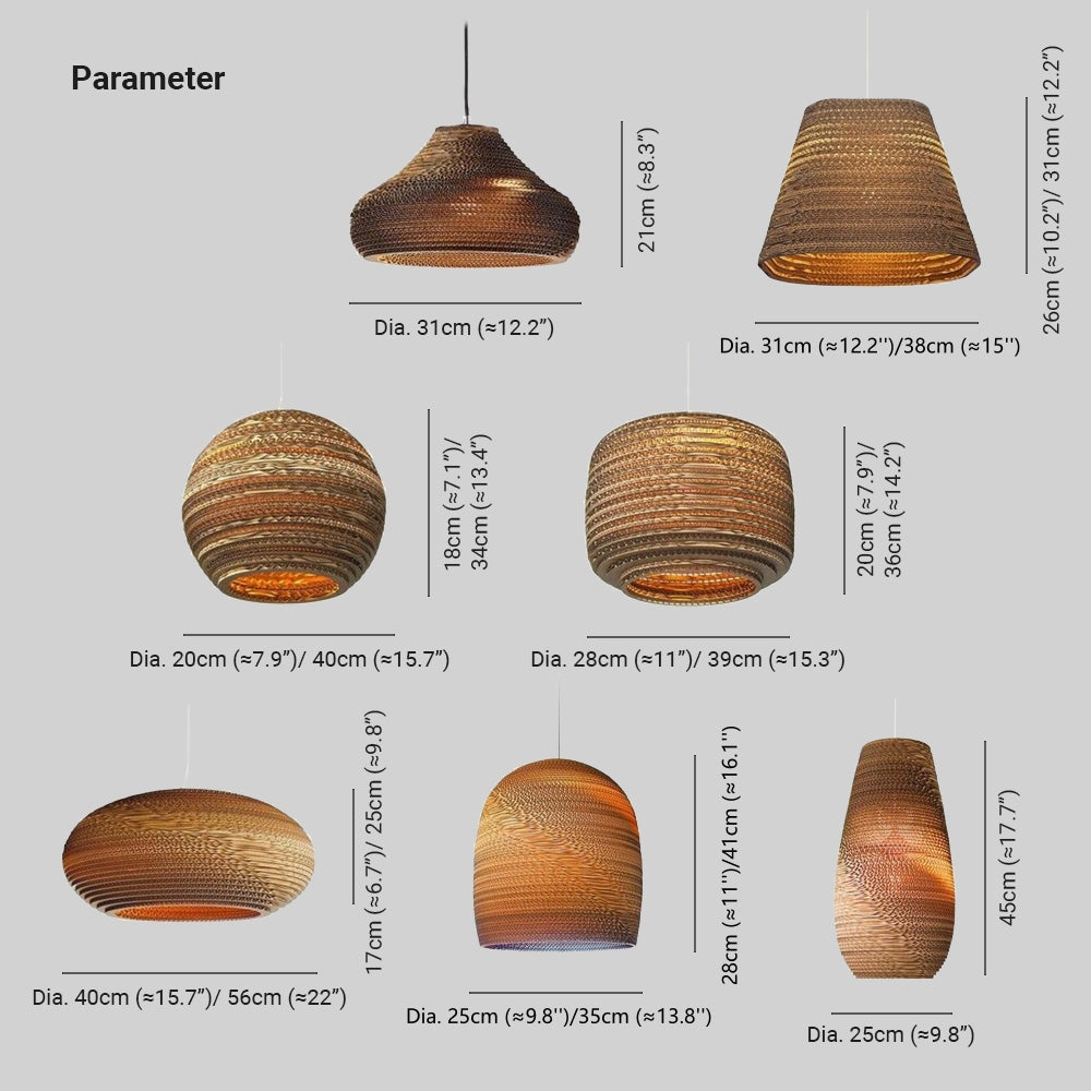 Muto Rustic Paper Pendant Light | 7 Shapes | 12 Variants
