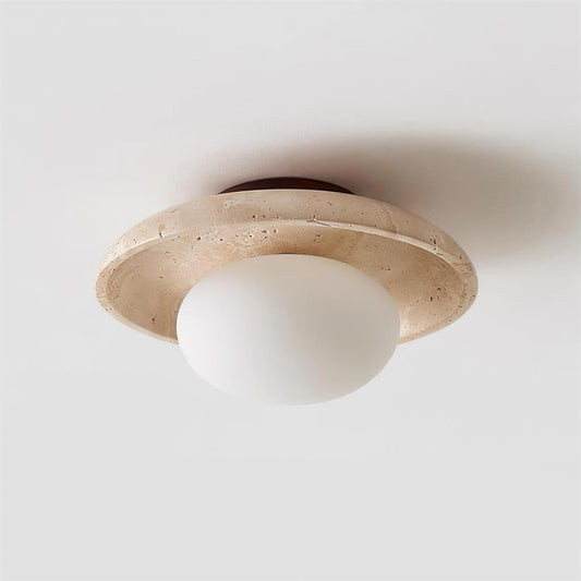 Mylie | Travertine Ceiling Light with Wood Canopy | Elegant Design for Modern Spaces 0