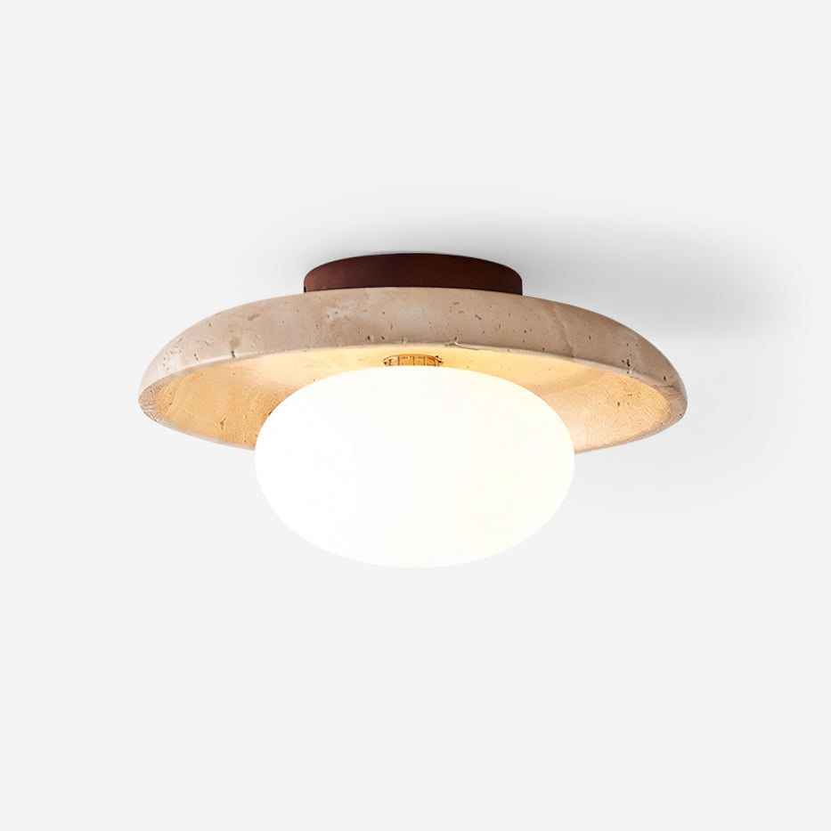Mylie | Travertine Ceiling Light with Wood Canopy | Elegant Design for Modern Spaces 1