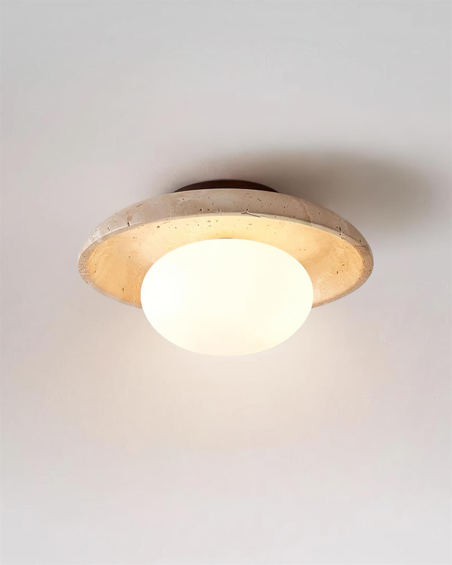 Mylie | Travertine Ceiling Light with Wood Canopy | Elegant Design for Modern Spaces 2