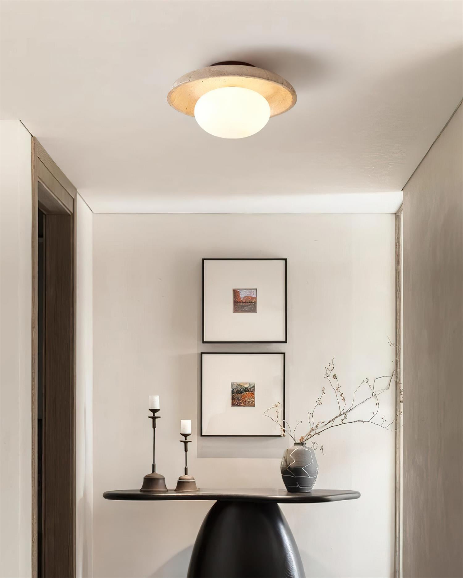 Mylie | Travertine Ceiling Light with Wood Canopy | Elegant Design for Modern Spaces 8