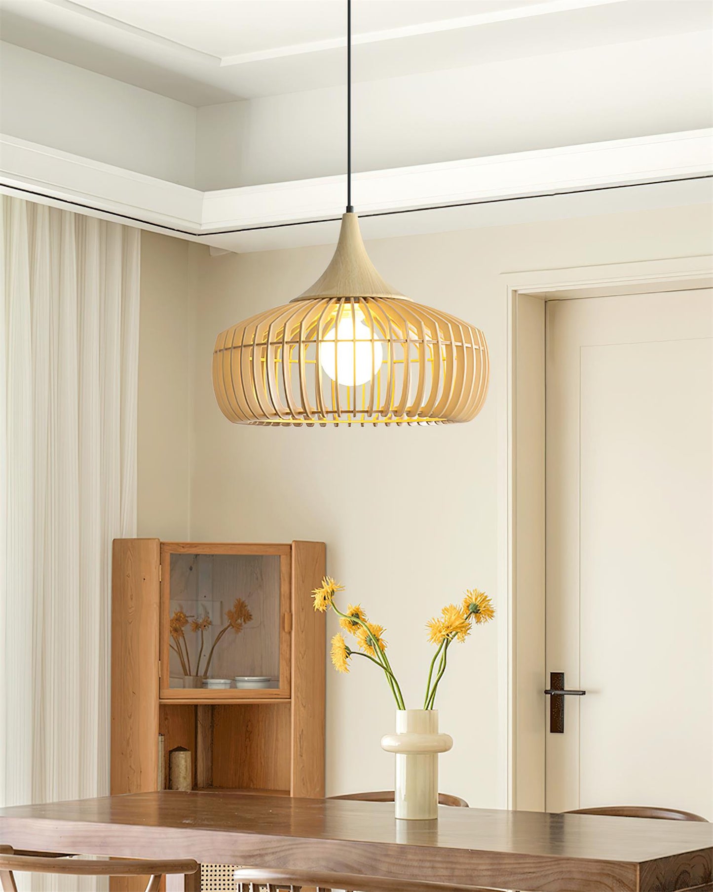 Natural Bamboo Rattan Pendant Light with Adjustable Height | Stylish Hanging Lights for Kitchen Island Decor 3