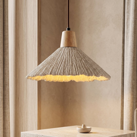 Natural Glow | Pendant Light with Textured Shade & Adjustable Height | Stylish Kitchen Pendant Lighting for Warm Ambiance 0