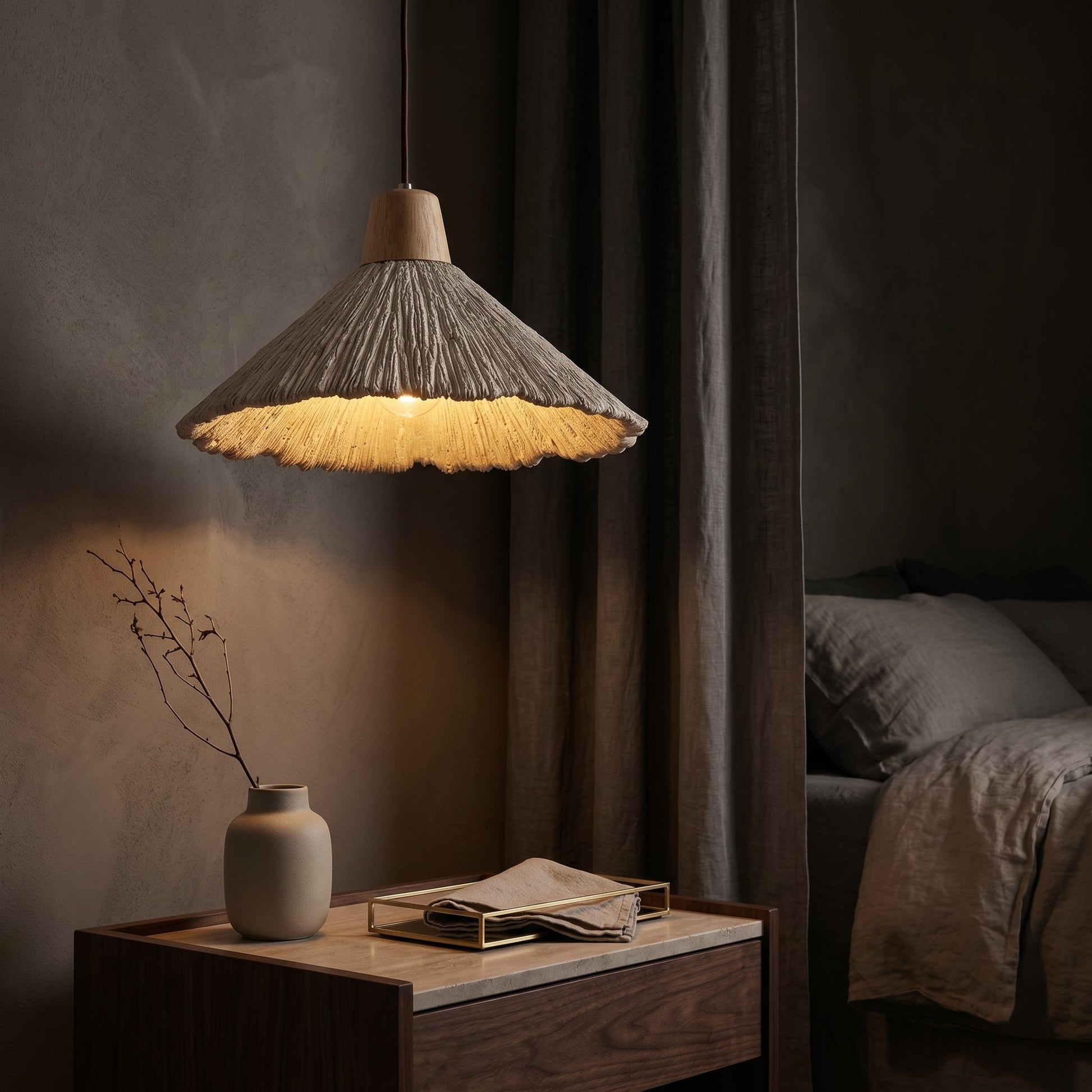Natural Glow | Pendant Light with Textured Shade & Adjustable Height | Stylish Kitchen Pendant Lighting for Warm Ambiance 1